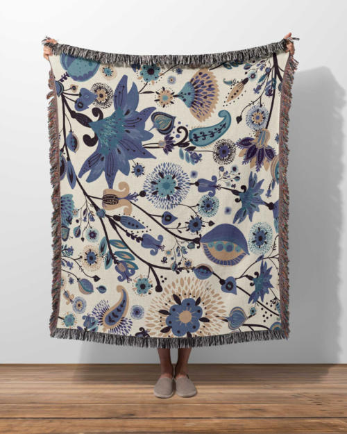 garden flowers woven blanket