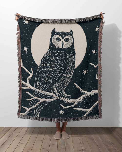 night owl woven blanket