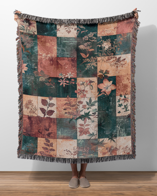 floral patchwork quilt design woven