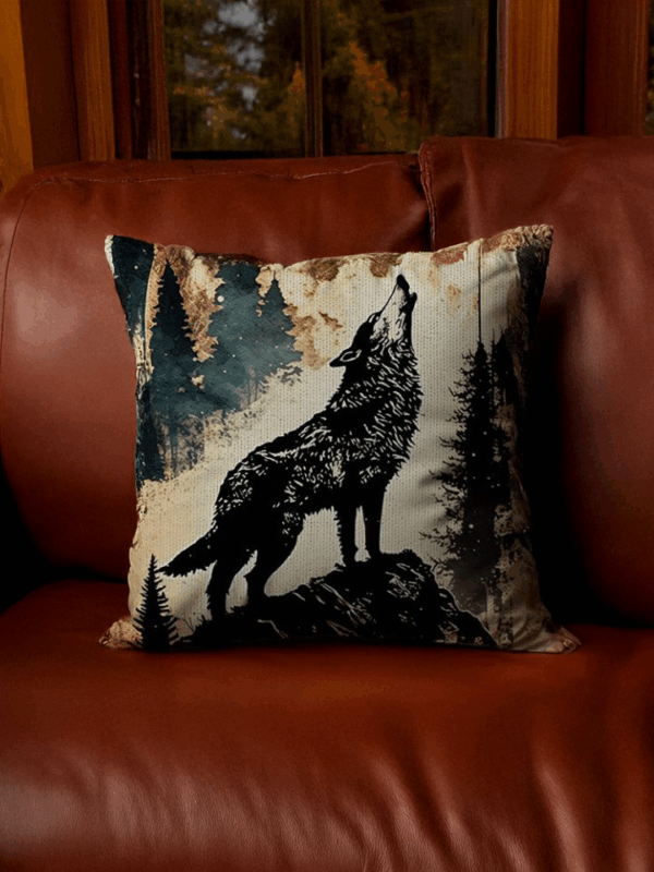 Howling Wolf Woven Pillow